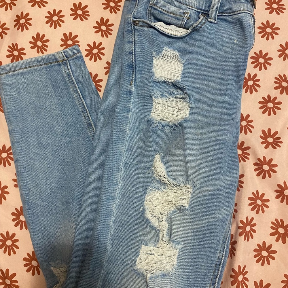 Distressed Light Blue Women's Jeans - Picture 2 of 2